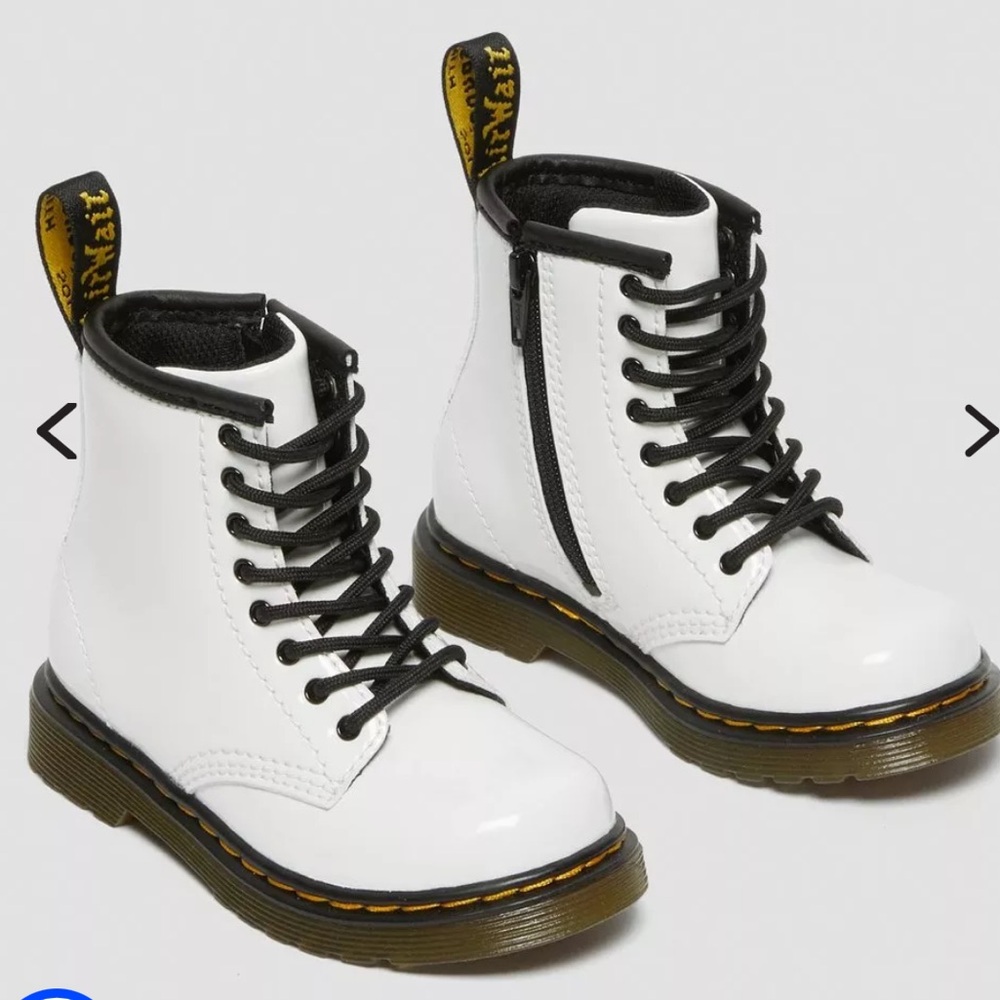BRAND NEW Dr. Martens White Patent Leather Lace Up Boots